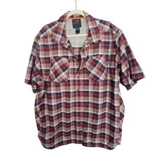 5.11 Tactical Mens Plaid Button Shirt Size XL Workwear Vented Casual Outdoor Red